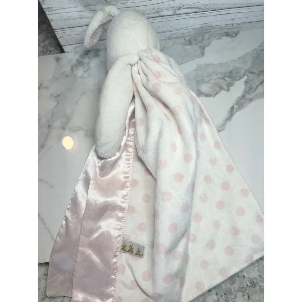 Bunnies By The Bay Carrots Pink Polka Dot Security Blanket Lovey Plush Toy